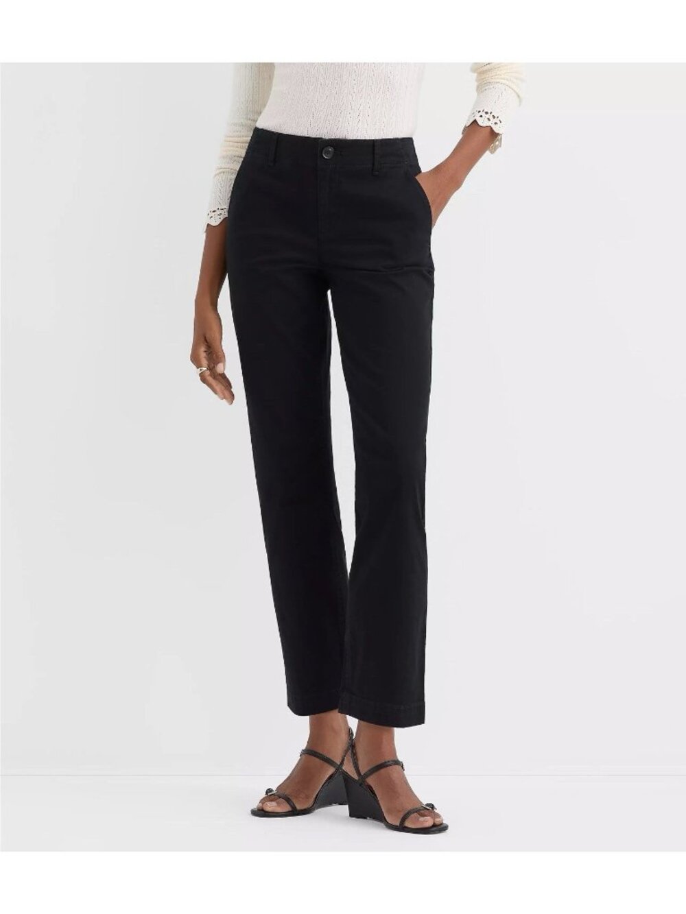 Loft The Monroe Slim Black Chino Pants Size 6 NWT